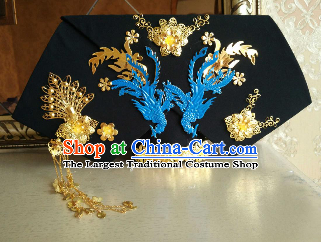 China Handmade Qing Dynasty Great Wing Hair Crown Traditional Court Consort Headdress Ancient Drama Empresses in the Palace Hat