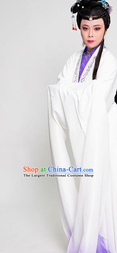 Chinese Beijing Opera Hua Tan Garment Costume Opera Stage Performance Clothing Ancient Princess White Water Sleeve Dress