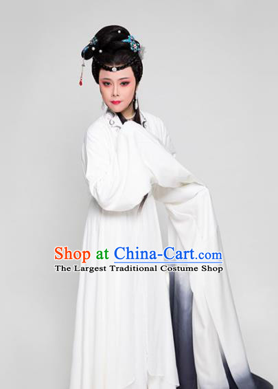 Chinese Ancient Princess White Water Sleeve Dress Beijing Opera Hua Tan Garment Costume Yue Opera Actress Performance Clothing
