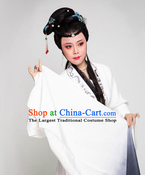 Chinese Ancient Princess White Water Sleeve Dress Beijing Opera Hua Tan Garment Costume Yue Opera Actress Performance Clothing