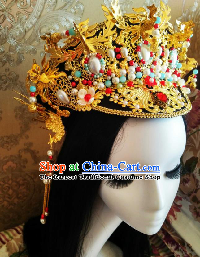 China Traditional Ruyi Royal Love in the Palace Court Headwear Ancient Imperial Consort Hat Handmade Qing Dynasty Empress Hair Crown