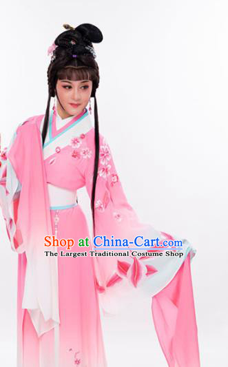 Chinese Huangmei Opera Hua Tan Clothing Ancient Princess Pink Silk Dress Beijing Opera Actress Garment Costumes