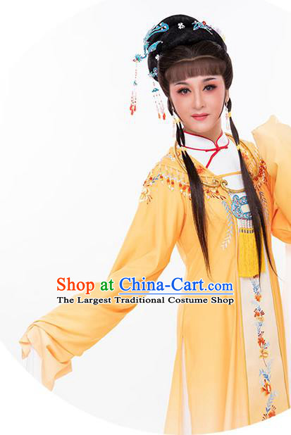 Chinese Yue Opera Diva Clothing Ancient Young Mistress Yellow Dress Beijing Opera Hua Tan Garment Costumes