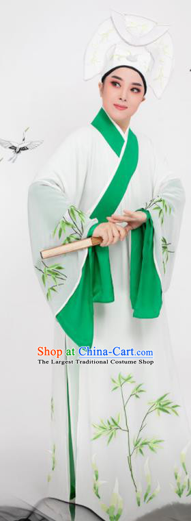 China Traditional Yue Opera Scholar Xu Xian Garment Peking Opera Xiaosheng White Robe Costume Beijing Opera Niche Clothing