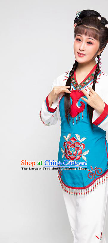 Chinese Ancient Servant Girl Dress Beijing Opera Young Lady Garment Costume Yue Opera Country Woman Clothing