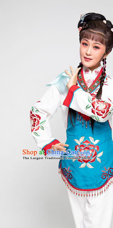 Chinese Ancient Servant Girl Dress Beijing Opera Young Lady Garment Costume Yue Opera Country Woman Clothing