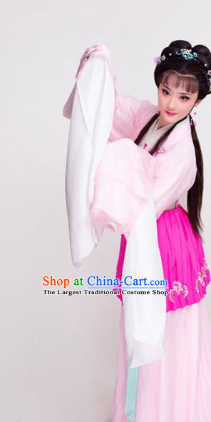 Chinese Beijing Opera Actress Garment Costumes Huangmei Opera Diva Clothing Ancient Goddess Marriage Pink Dress