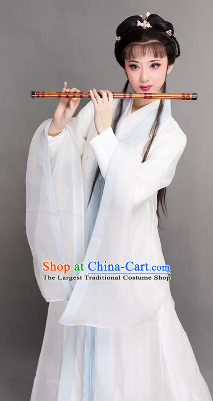 Chinese Yue Opera Princess Clothing Ancient Fairy White Dress Beijing Opera Diva Garment Costumes