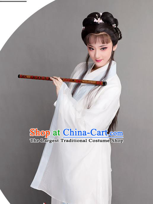 Chinese Yue Opera Princess Clothing Ancient Fairy White Dress Beijing Opera Diva Garment Costumes
