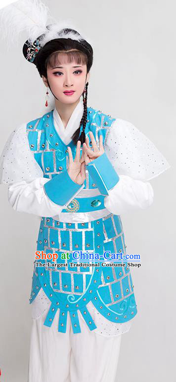 Chinese Ancient Female Swordsman Dress Beijing Opera Actress Garment Costumes Yue Opera Woman Soldier Armor Clothing