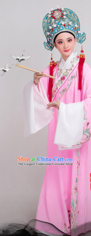 China Traditional Yue Opera Scholar Liangshanbo Garment Peking Opera Xiaosheng Embroidered Pink Robe Costume Beijing Opera Niche Clothing