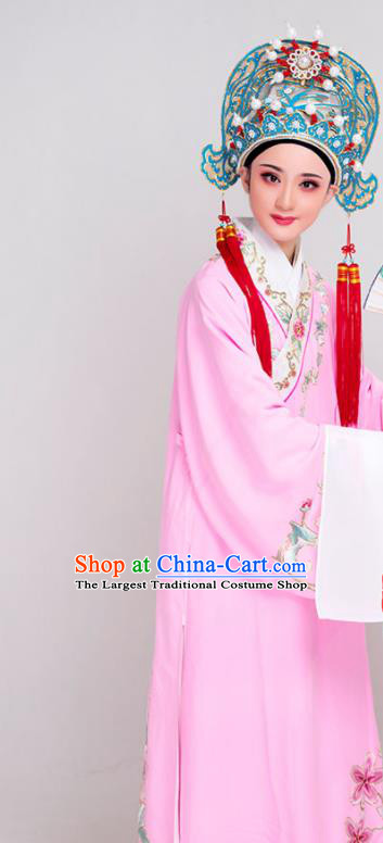 China Traditional Yue Opera Scholar Liangshanbo Garment Peking Opera Xiaosheng Embroidered Pink Robe Costume Beijing Opera Niche Clothing