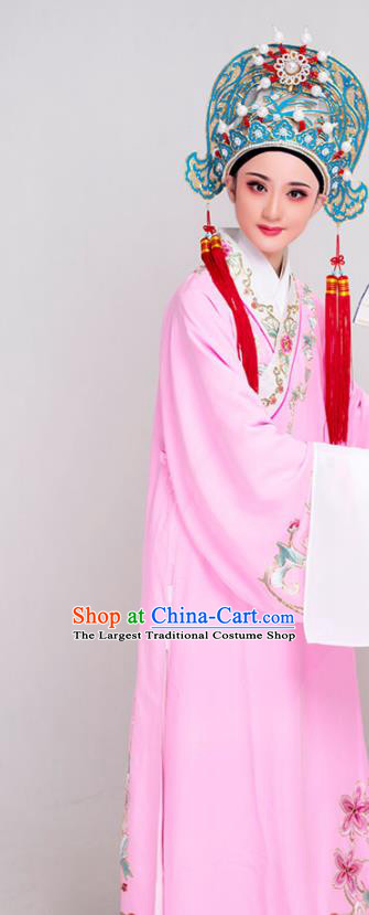 China Traditional Yue Opera Scholar Liangshanbo Garment Peking Opera Xiaosheng Embroidered Pink Robe Costume Beijing Opera Niche Clothing