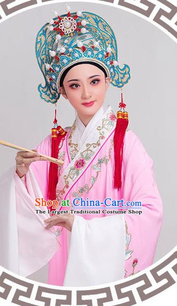 China Traditional Yue Opera Scholar Liangshanbo Garment Peking Opera Xiaosheng Embroidered Pink Robe Costume Beijing Opera Niche Clothing