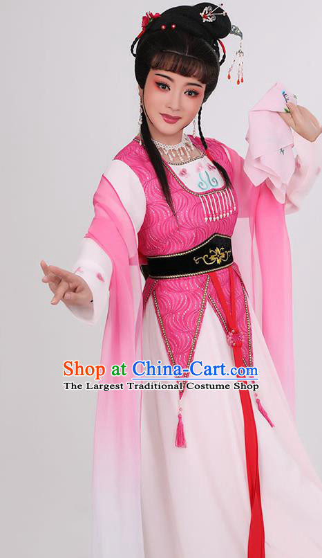 Chinese Ancient Country Lady Rosy Dress Beijing Opera Hua Tan Garment Costumes Yue Opera Actress Clothing