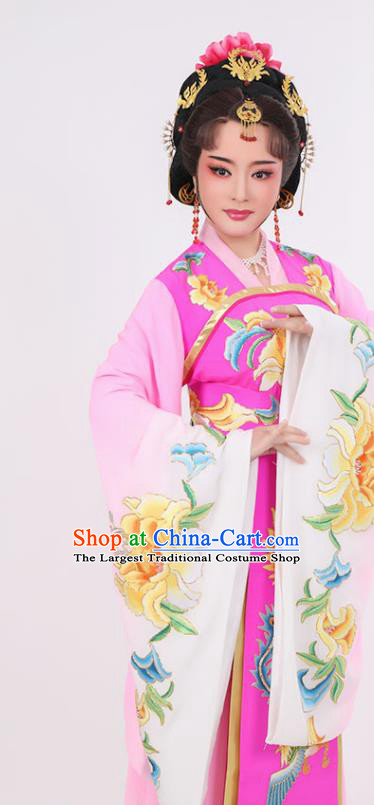 Chinese Yue Opera Queen Clothing Ancient Court Empress Rosy Dress Beijing Opera Diva Garment Costumes