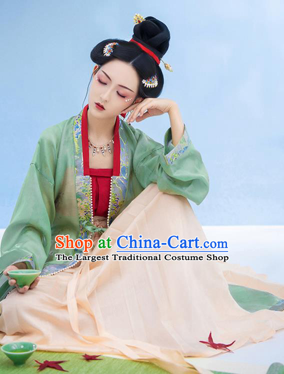 Traditional China Song Dynasty Imperial Consort Historical Clothing Ancient Court Woman Dress Garments and Headpieces Full Set