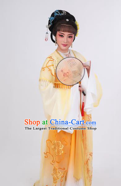 China Huangmei Opera Court Beauty Garment Costume Peking Opera Hua Tan Clothing Ancient Princess Yellow Dress