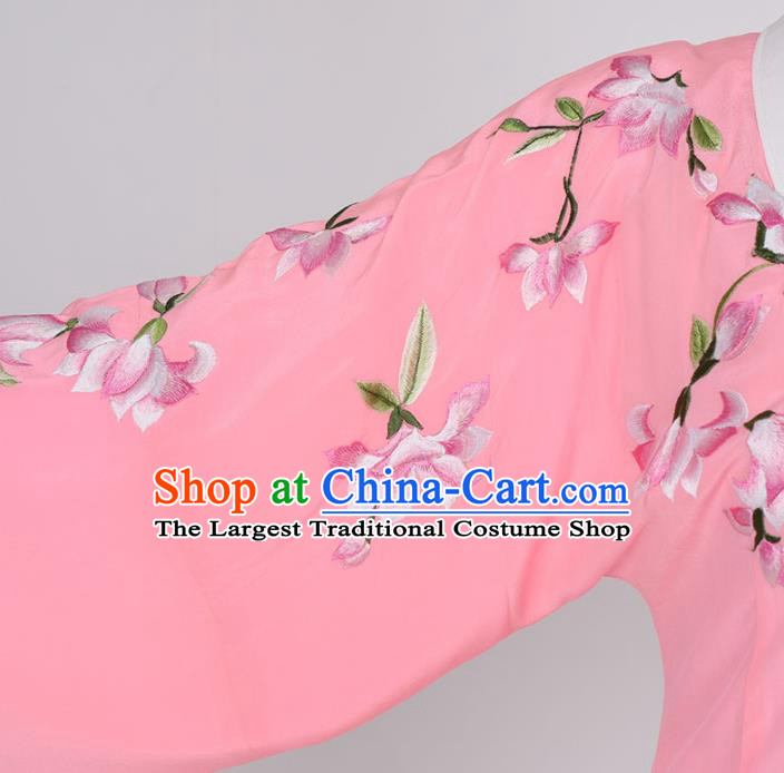 China Ancient Young Woman Pink Dress Yue Opera Actress Garment Costumes Peking Opera Hua Tan Clothing