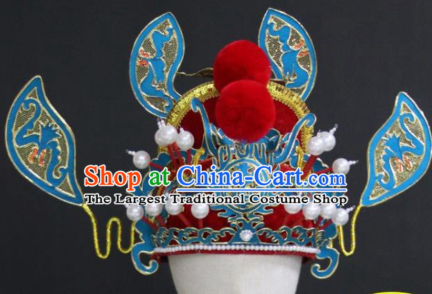 Chinese Traditional Beijing Opera Official Headwear Peking Opera Hell King Hat Opera Zhong Kui Helmet Headpiece