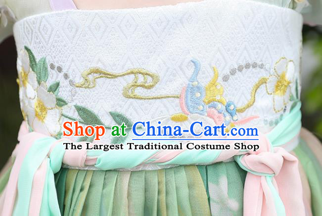 China Traditional Tang Dynasty Clothing Children Dance Green Hanfu Dress Ancient Girl Princess Fashion Costumes