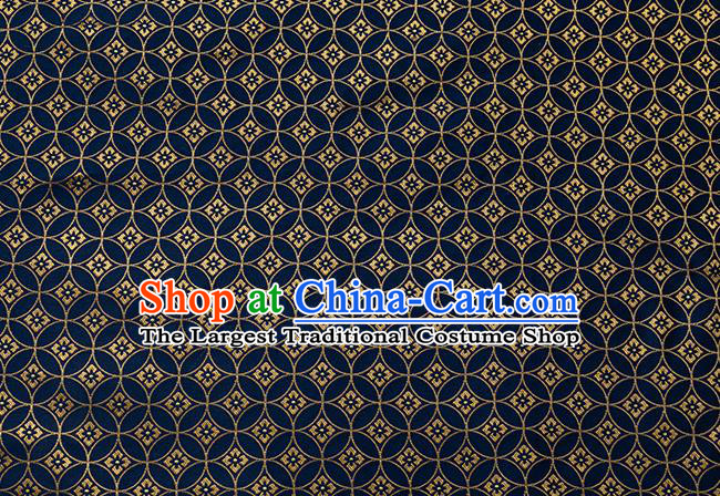 China Jacquard Tapestry Traditional Hanfu Fabric Navy Blue Copper Pattern Brocade Material Tang Suit Silk Damask