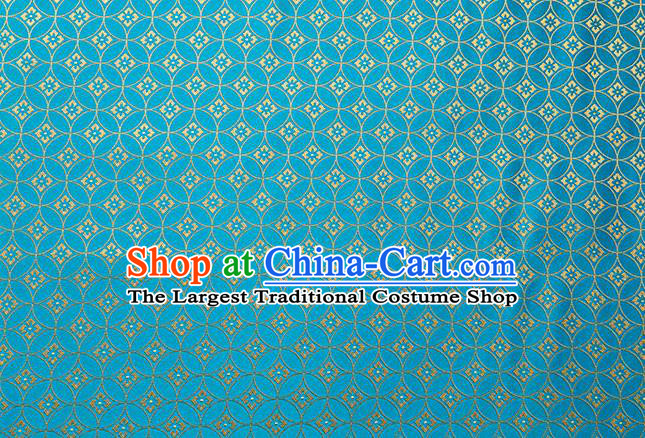 China Traditional Hanfu Satin Fabric Classical Copper Pattern Brocade Material Tang Suit Silk Damask Jacquard Blue Tapestry