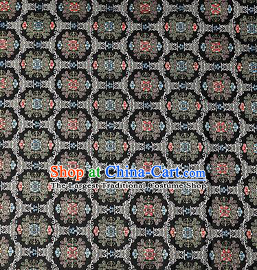 China Traditional Hanfu Satin Fabric Classical Pattern Black Brocade Material Tang Suit Silk Damask Jacquard Textile Tapestry