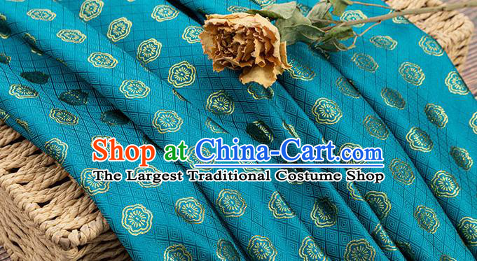 China Jacquard Tapestry Traditional Cheongsam Fabric Material Classical Plum Blossom Pattern Lake Blue Brocade Tang Suit Silk Damask