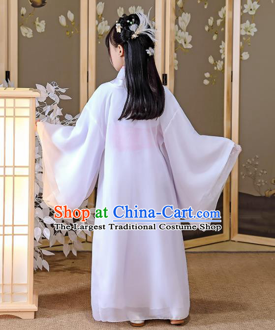 China Jin Dynasty Princess Clothing Ancient Children Fairy Costumes Traditional Girl Stage Show White Hanfu Dress