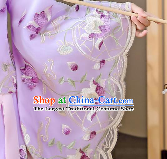 China Traditional Girl Stage Show Violet Hanfu Dress Jin Dynasty Princess Clothing Ancient Children Fairy Embroidered Costumes