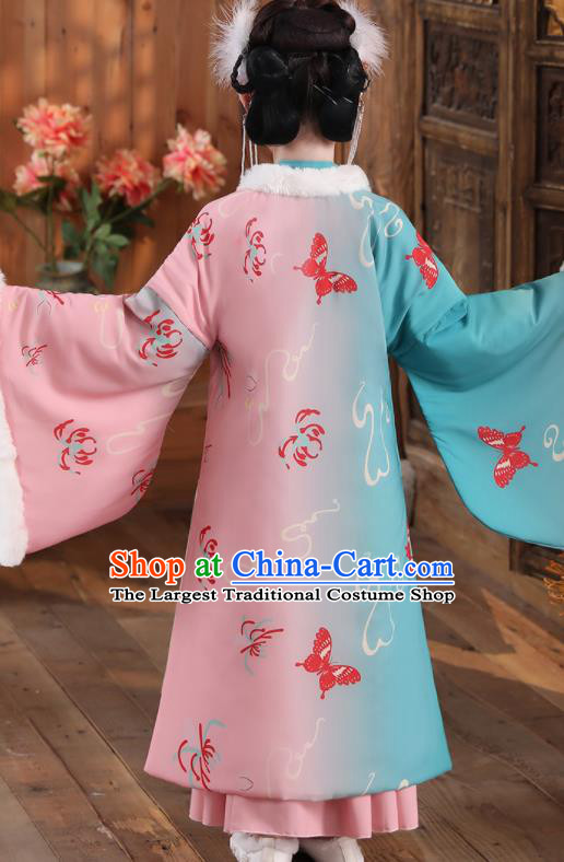 China Song Dynasty Girl Princess Clothing Children Stage Show Winter Costumes Traditional Court Kid Hanfu Dress