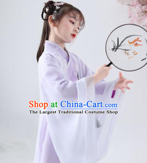 China Traditional Stage Show Girl Purple Hanfu Dress Jin Dynasty Princess Clothing Ancient Children Fairy Garment Costume