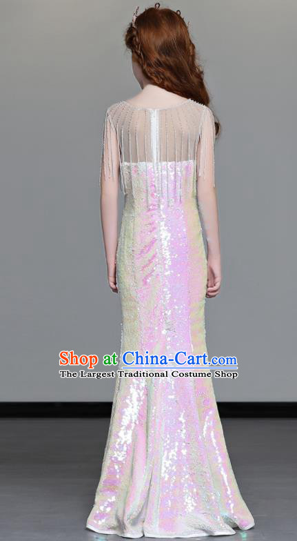 Professional Children Performance Formal Costume Girl Compere Garment Stage Show Fashion Clothing Catwalks Fishtail Evening Dress