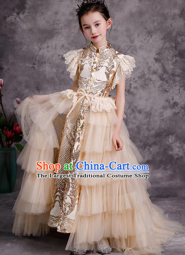 Professional Baroque Stage Show Fashion Clothing Catwalks Evening Dress Children Formal Costume Girl Compere Garment