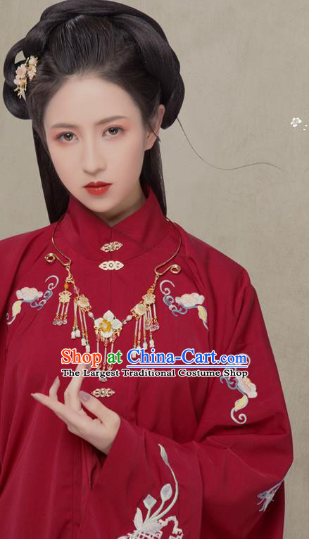 China Traditional Historical Clothing Ancient Noble Lady Garment Costumes Ming Dynasty Patrician Female Hanfu Dress