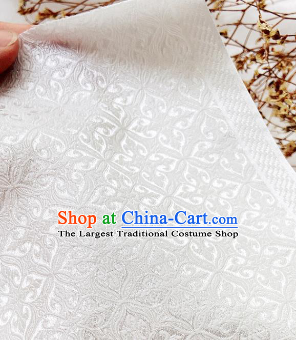 China Traditional Silk Fabric Hanfu Dress Jacquard White Brocade Tang Suit Damask Classical Pattern Satin Tapestry