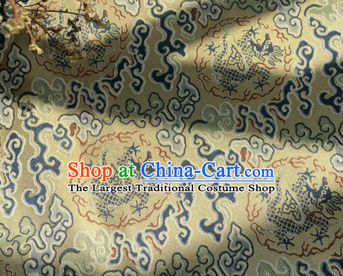 China Traditional Hanfu Silk Fabric Tibetan Robe Yellow Song Brocade Tang Suit Damask Classical Dragon Pattern Satin Tapestry