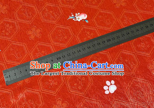 China Classical Hexagon Pattern Satin Tapestry Traditional Hanfu Dress Silk Fabric Jacquard Red Brocade Tang Suit Damask