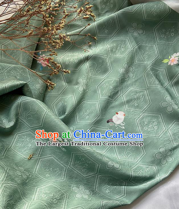 China Tang Suit Damask Classical Hexagon Pattern Satin Tapestry Traditional Hanfu Dress Silk Fabric Jacquard Light Green Brocade