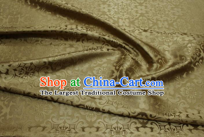 China Traditional Silk Fabric Tang Suit Jacquard Brocade Material Classical Plum Pattern Cheongsam Tapestry Khaki Satin Damask