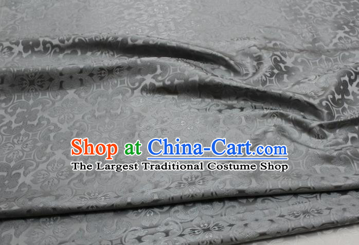 China Traditional Plum Pattern Silk Fabric Tang Suit Jacquard Brocade Material Classical Cheongsam Tapestry Grey Satin Damask