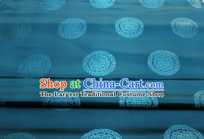 China Traditional Silk Fabric Jacquard Blue Brocade Mongolian Robe Satin Damask Classical Lucky Pattern Tapestry Material