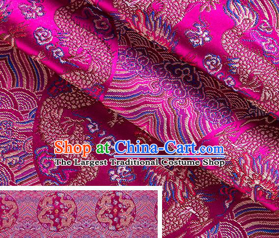 China Jacquard Rosy Brocade Material Classical Cheongsam Tapestry Tang Suit Satin Damask Traditional Wave Dragon Pattern Silk Fabric