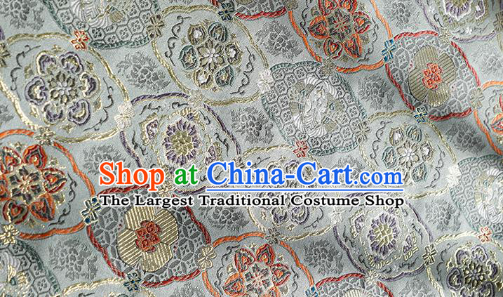 China Traditional Lotus Pattern Brocade Material Jacquard Silk Fabric Classical Cheongsam Light Green Satin Damask Tang Suit Tapestry