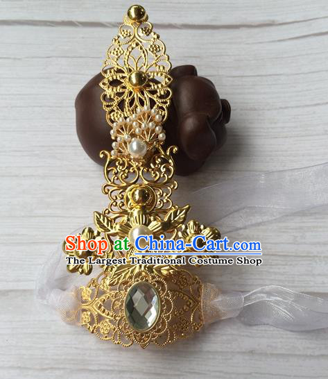Chinese Traditional Tang Dynasty Noble Childe Headwear Ancient Royal Prince Pearls Hairdo Crown