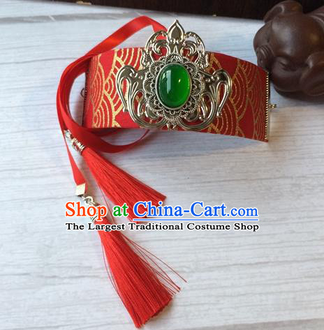 Chinese Traditional Ming Dynasty Swordsman Hair Accessories Ancient Swordsman Red Hairdo Crown Martial Arts Headpiece