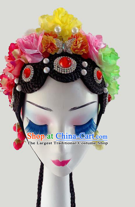 Chinese Woman Stage Performance Headdress Classical Dance Hair Accessories Peking Opera Diva Wigs Hairpieces