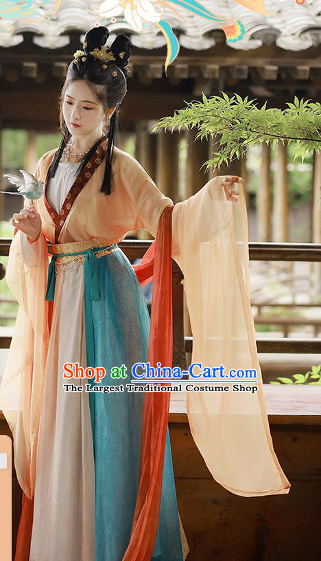 China Traditional Tang Dynasty Palace Lady Historical Garment Costumes Ancient Court Princess Hanfu Dress Clothing for Women
