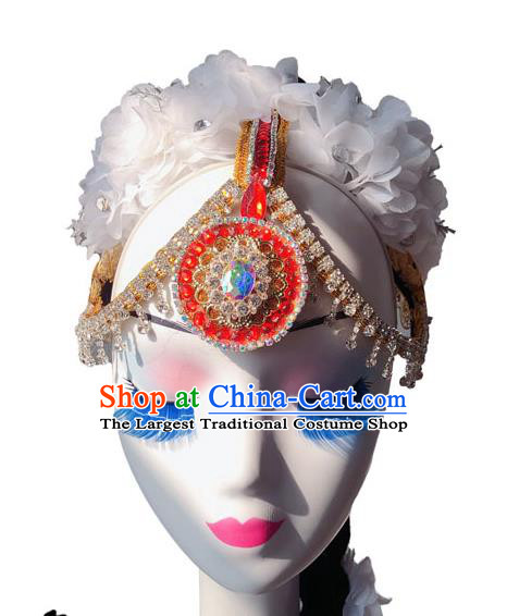 China Uighur Nationality Dance Wigs Xinjiang Minority Performance Hairpieces Indian Dance Braid Hair Accessories